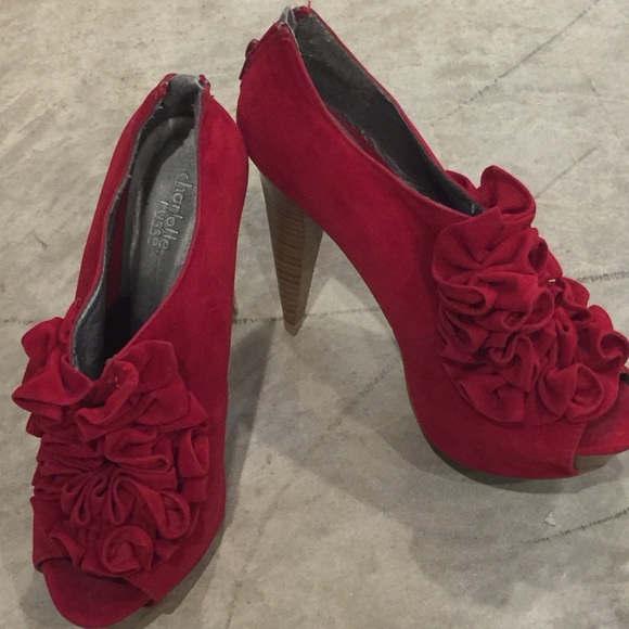 Charlotte Russe Shoes - Sexy red heel with ruffle detail
